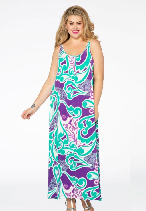 Yoek Maxi jurk | Paars | Maat 54/56