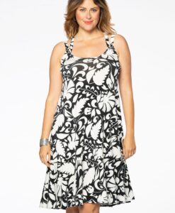 Yoek Jurk met volantzoom PAISLEY FLOWER | Wit | Maat 54/56