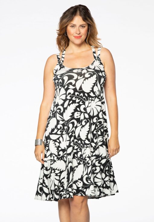 Yoek Jurk met volantzoom PAISLEY FLOWER | Wit | Maat 54/56