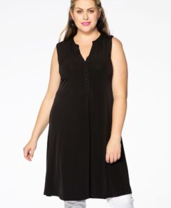 Yoek Jurk met knoopjes | Zwart | Maat 58/60