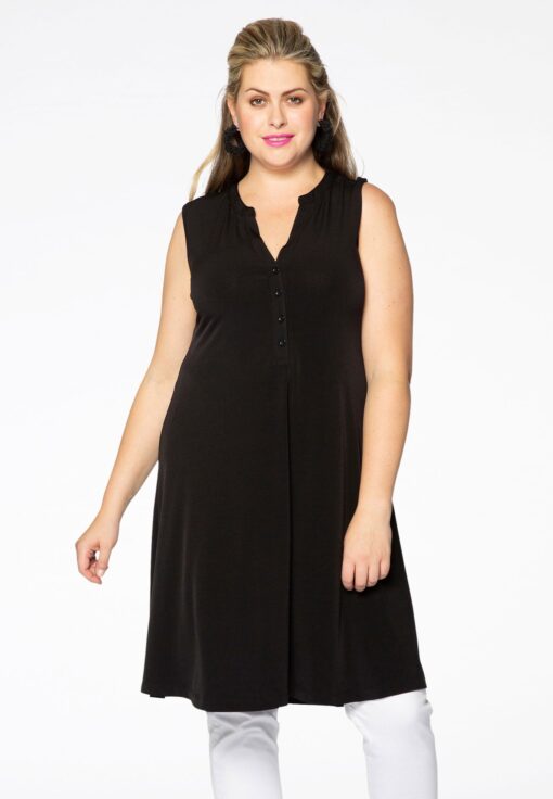 Yoek Jurk met knoopjes | Zwart | Maat 58/60