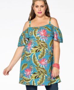 Yoek Tunic off shoulder HAWAII | Multi | Maat 38/40