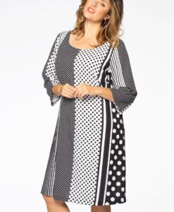 Yoek Jurk STRIPE DOT | Zwart | Maat 42/44