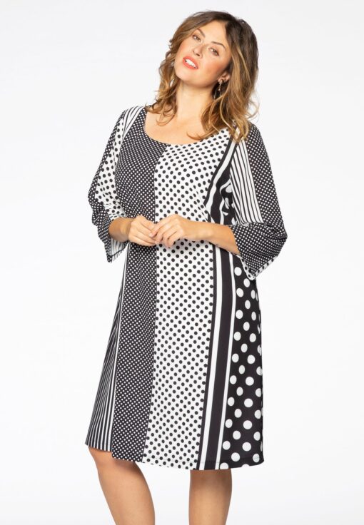 Yoek Jurk STRIPE DOT | Zwart | Maat 42/44