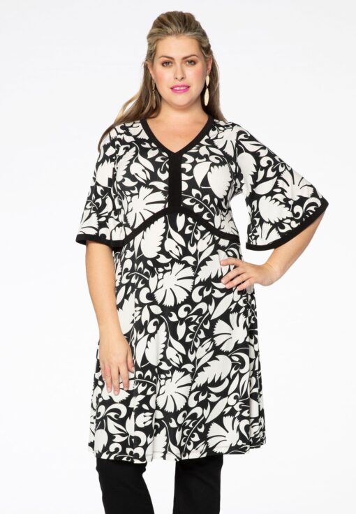 Yoek Tuniek-jurk PAISLEY FLOWER | Wit | Maat 42/44