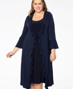 Yoek Vest met ruches | Blauw | Maat 42/44