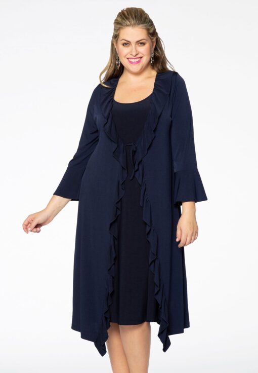 Yoek Vest met ruches | Blauw | Maat 42/44