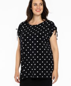 Yoek Tunic shoulder string DOTS | Zwart | Maat 38/40