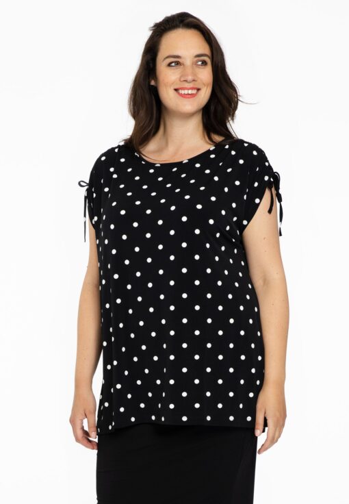 Yoek Tunic shoulder string DOTS | Zwart | Maat 38/40