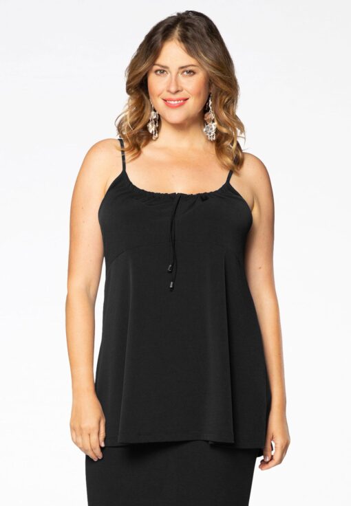 Yoek Singlet flare spaghetti | Zwart | Maat 42/44