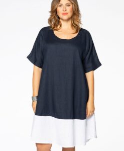 Yoek Jurk colourblock | Blauw | Maat 46/48