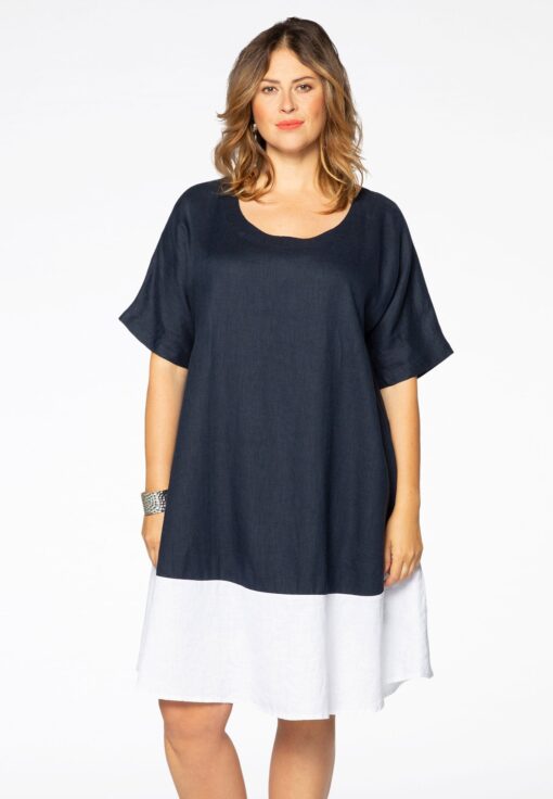 Yoek Jurk colourblock | Blauw | Maat 46/48