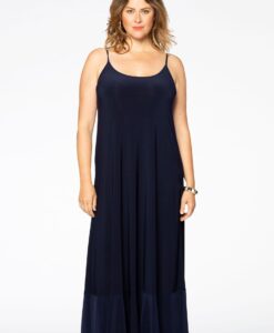 Yoek Maxi jurk spaghetti | Blauw | Maat 42/44