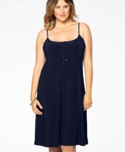 Yoek Jurk spaghetti | Blauw | Maat 54/56