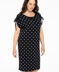 Yoek Dress shoulderstring DOTS | Zwart | Maat 38/40