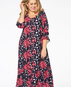 Yoek Jurk met ruches FLORI DOT | Blauw | Maat 38/40