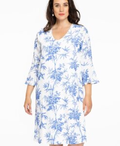 Yoek Jurk met ruches BAMBOO | Wit | Maat 42/44