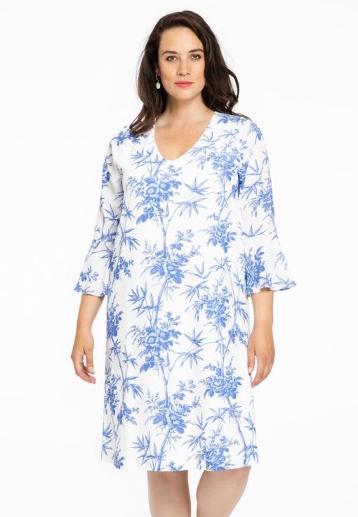 Yoek Jurk met ruches BAMBOO | Wit | Maat 42/44