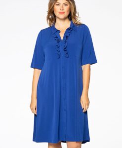 Yoek Jurk met ruches | Blauw | Maat 42/44