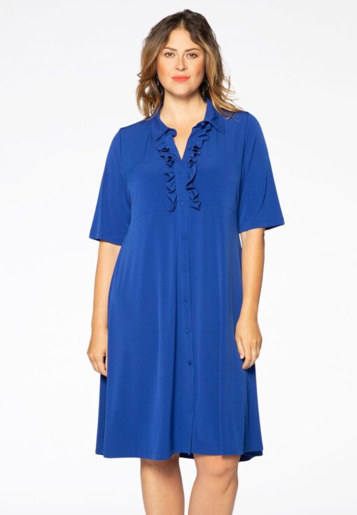 Yoek Jurk met ruches | Blauw | Maat 42/44