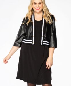 Yoek Jacket cropped LEATHER | Zwart | Maat 42