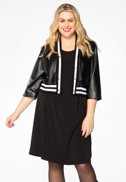 Yoek Jacket cropped LEATHER | Zwart | Maat 42