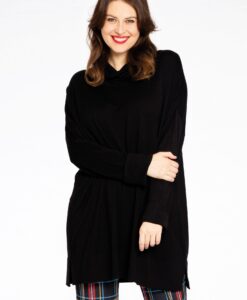 Yoek Pullover wijd met col | Zwart | Maat 42/44