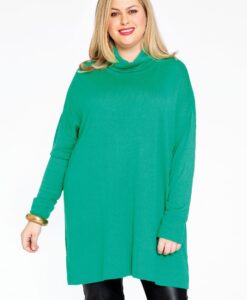 Yoek Pullover wijd met col | Groen | Maat 46/48