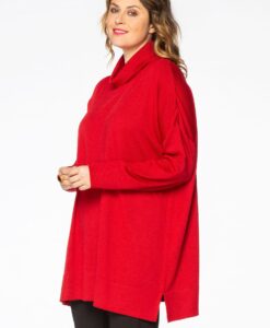 Yoek Pullover wijd met col | Rood | Maat 42/44