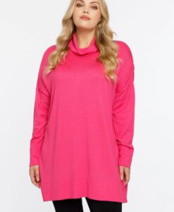 Yoek Pullover wijd met col | Roze | Maat 38/40