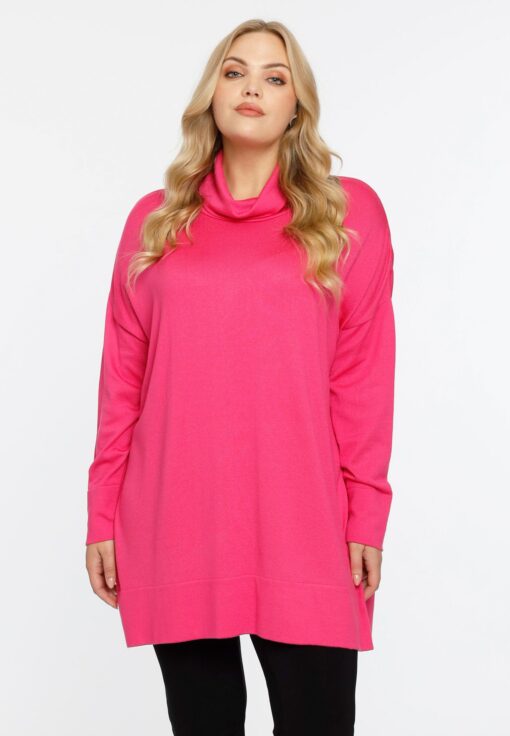 Yoek Pullover wijd met col | Roze | Maat 38/40