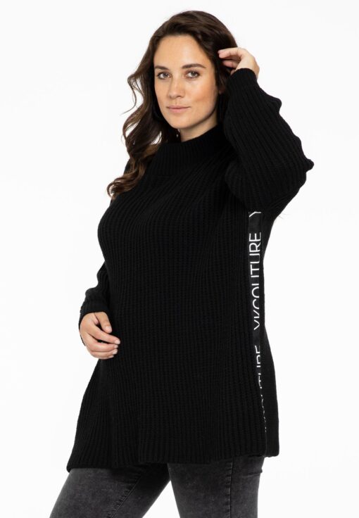 Yoek Pullover met tekst | Zwart | Maat 46/48