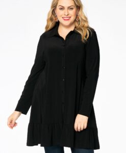 Yoek Blouse met ruches | Zwart | Maat 38/40