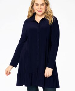 Yoek Blouse met ruches | Blauw | Maat 38/40