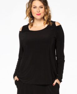 Yoek Shirt relax cold shoulder | Zwart | Maat 58/60