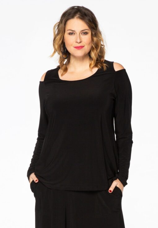 Yoek Shirt relax cold shoulder | Zwart | Maat 58/60