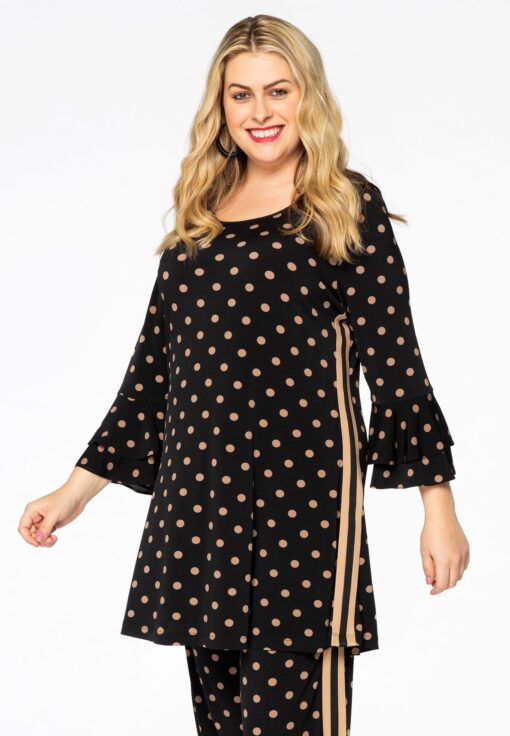 Yoek Tuniek wide bottom DOTS | Zwart | Maat 54/56