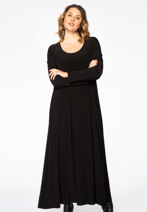 Yoek Maxi jurk | Zwart | Maat 50/52