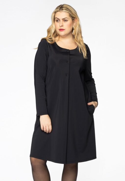 Yoek Jurk met plooi COCO | Zwart | Maat 42/44