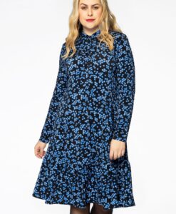 Yoek Jurk met ruches MILLEFLEUR | Blauw | Maat 38/40