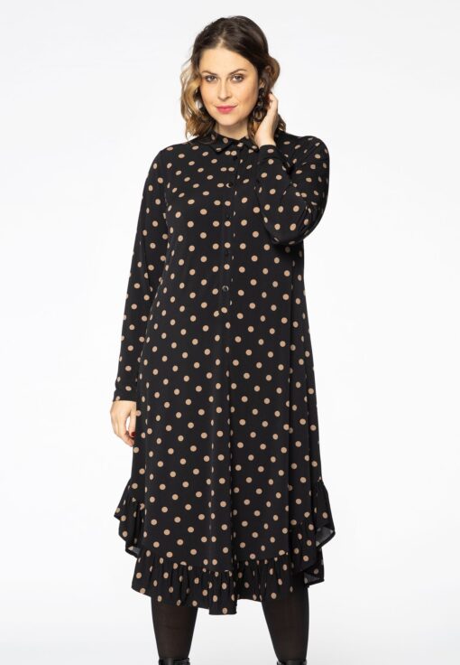 Yoek Jurk met kraag DOTS | Zwart | Maat 58/60