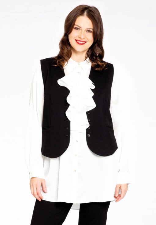 Yoek Blouse met ruches | Wit | Maat 42/44