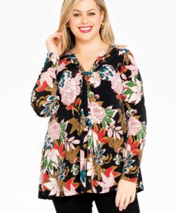 Yoek Shirt A-lijn TOKYO | Zwart | Maat 46/48