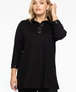 Yoek Tuniek leren details | Zwart | Maat 38/40