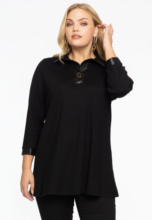 Yoek Tuniek leren details | Zwart | Maat 38/40