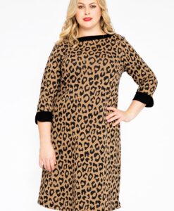 Yoek Jurk jacquard | Bruin | Maat 38/40