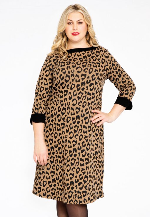 Yoek Jurk jacquard | Bruin | Maat 38/40