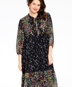 Yoek Jurk met ruches EDEN | Zwart | Maat 38/40