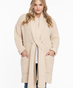 Yoek Vest met shawlkraag | Beige | Maat 46/48