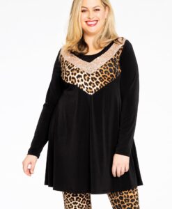 Yoek Tuniek wide bottom pailletten | Zwart | Maat 50/52